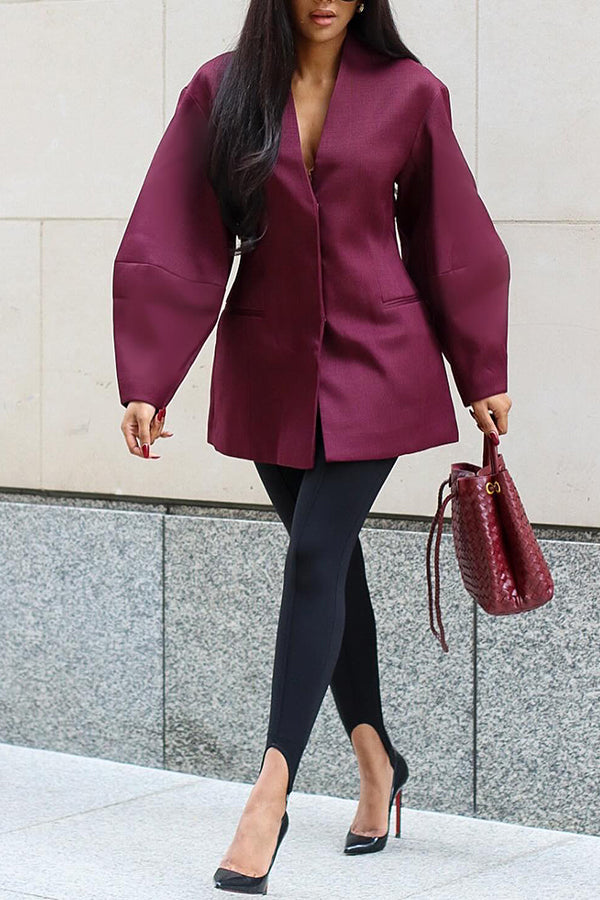 Stylish V-neck Long Sleeve Coat