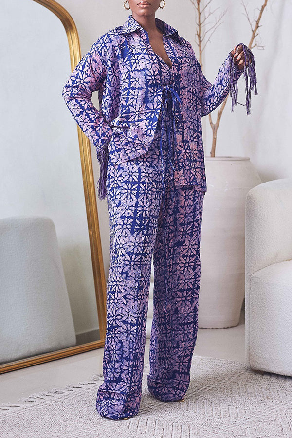 Elegant Printed Jacket & Pants Set