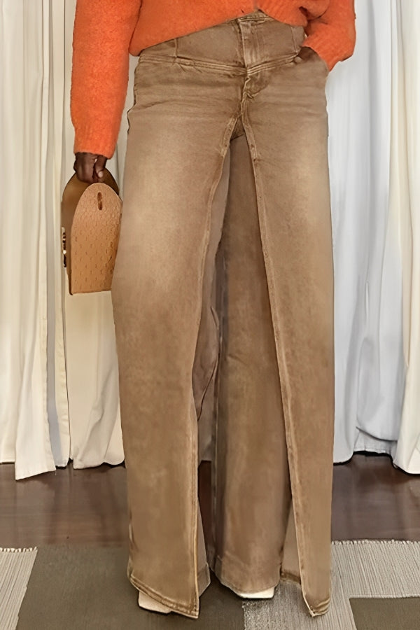 Unique Patchwork High Waist Wide Leg Jeans