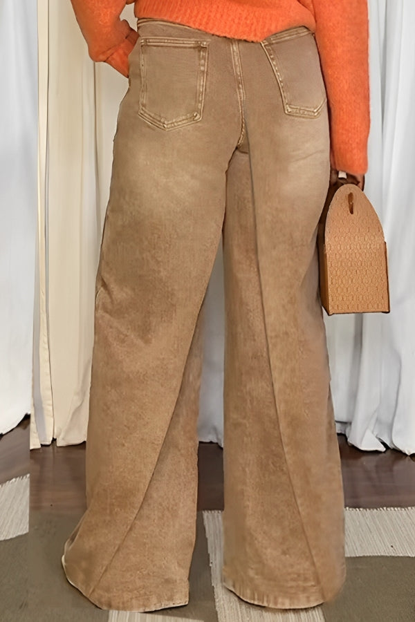 Unique Patchwork High Waist Wide Leg Jeans