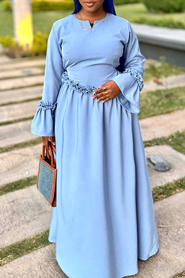 Elegant Ruffled Bell Sleeve Maxi Dress