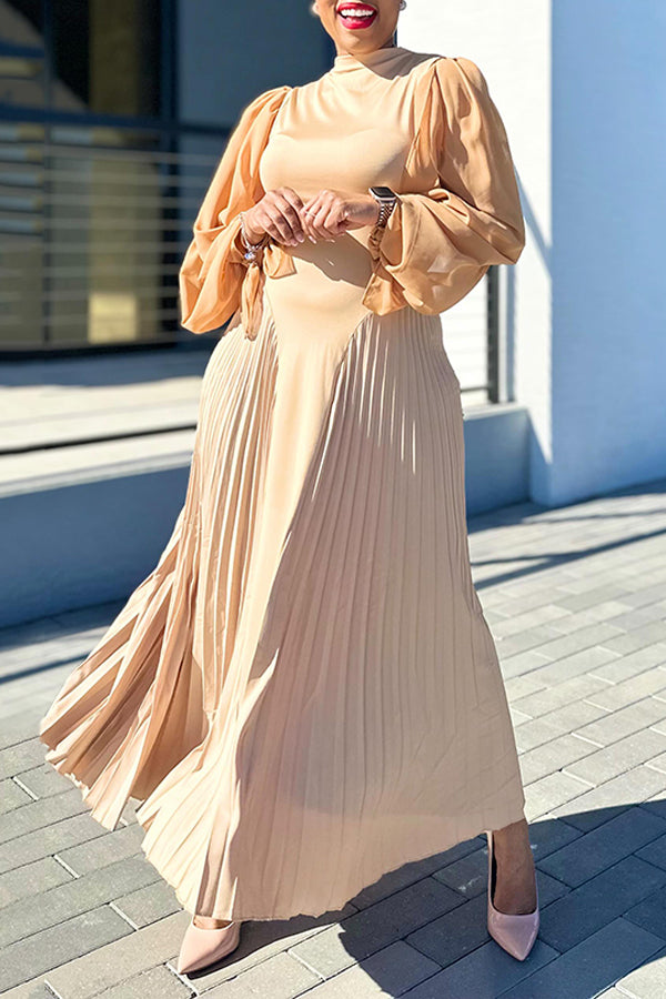 Chic Pleated Split Panel Maxi Dress