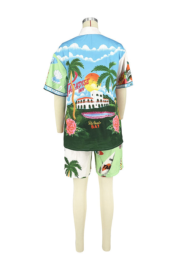 Resort Color Block Shirt & Shorts Set