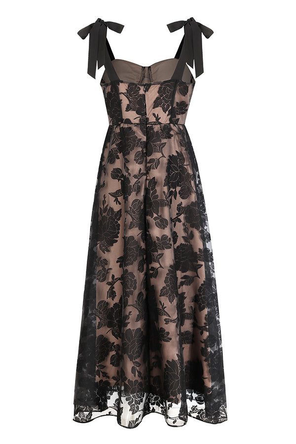 Elegant Organza Jacquard Strappy Dress