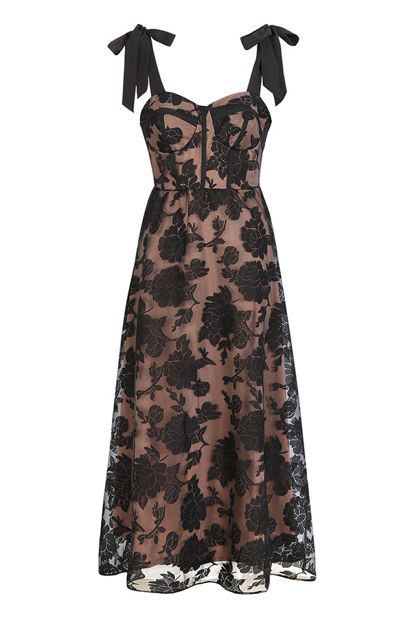 Elegant Organza Jacquard Strappy Dress