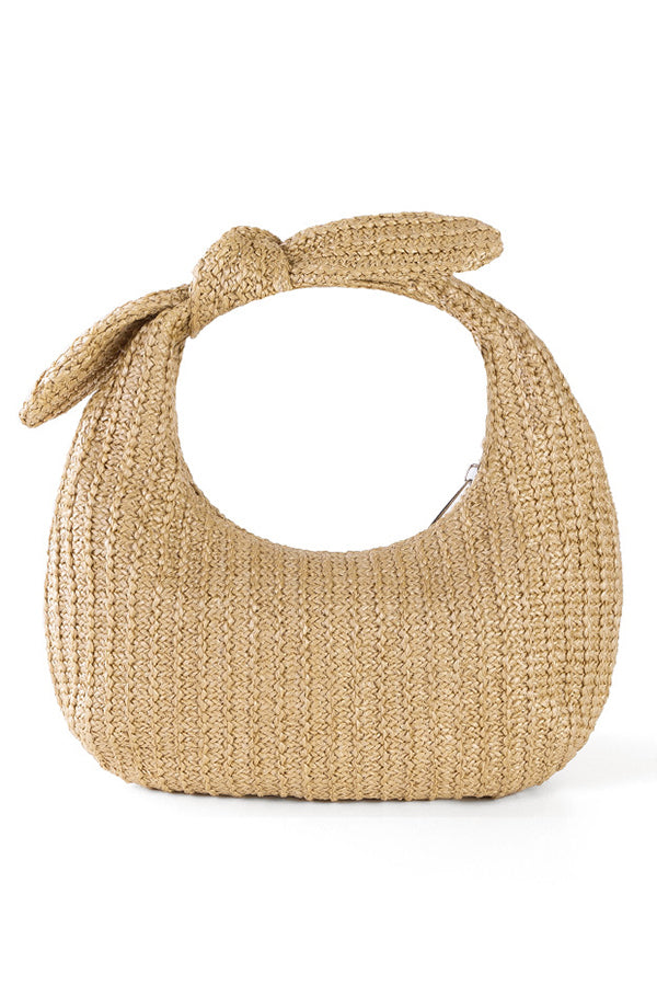 Resort Style Bow Straw Crescent Tote Bag