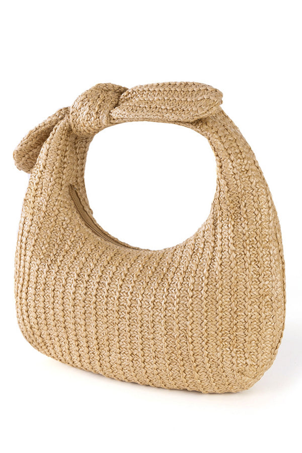 Resort Style Bow Straw Crescent Tote Bag