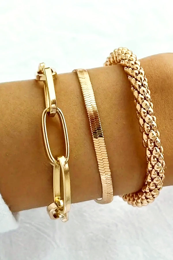 Creative Snake Bone 3-Piece Metal Set Bracelet