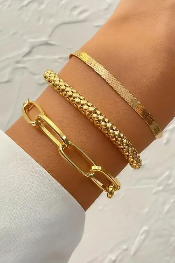 Creative Snake Bone 3-Piece Metal Set Bracelet