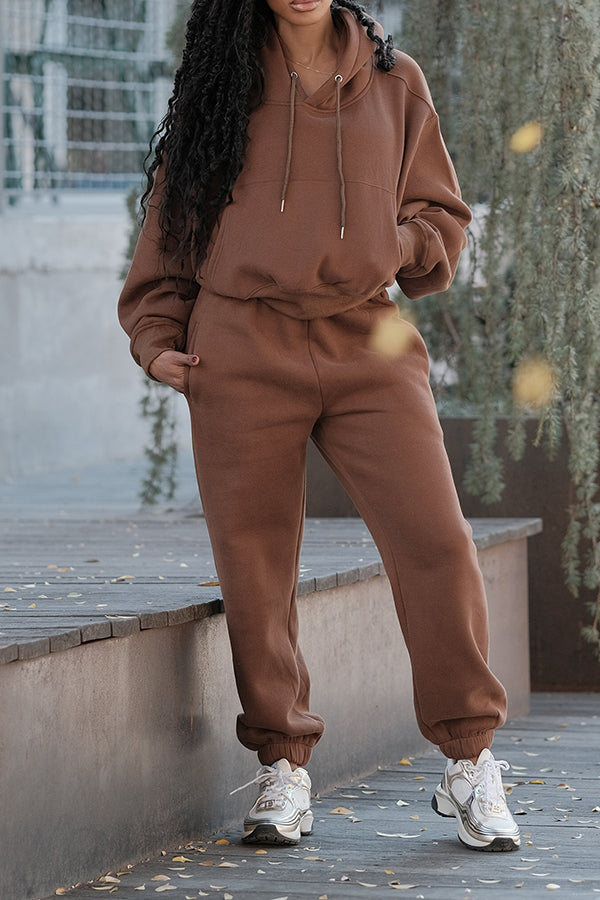 Cozy Solid Hoodie & Slant Pocket Pants Set