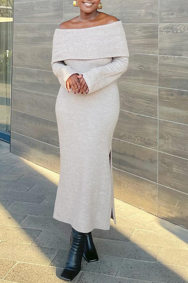 Casual Off Shoulder Knit Maxi Dress