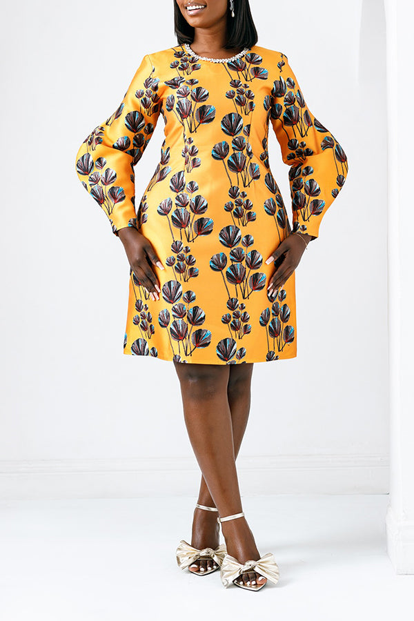 Gorgeous Round Neck Abstract Print Midi Dress