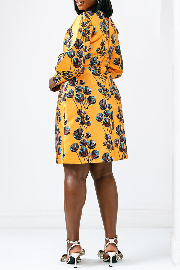 Gorgeous Round Neck Abstract Print Midi Dress