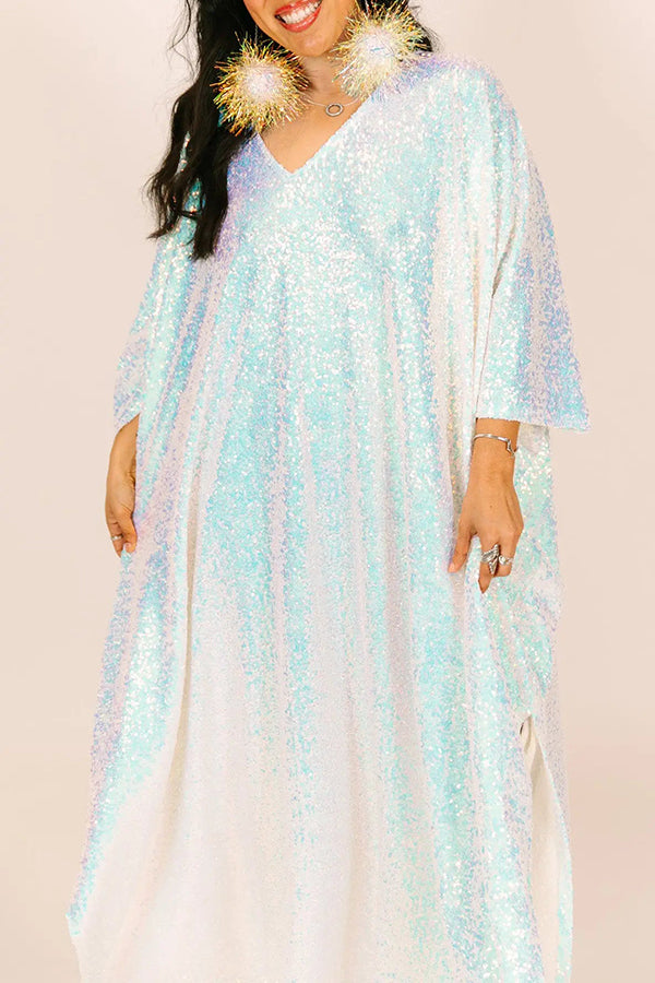 Gorgeous Batwing Sleeve Sequin Maxi Dress