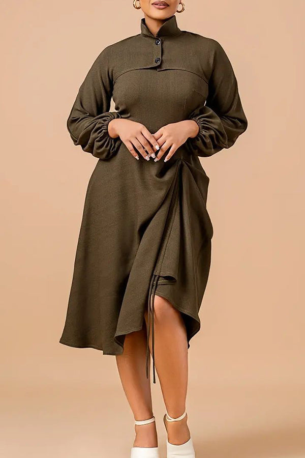 Elegant Lantern Sleeve Top & Dress Set