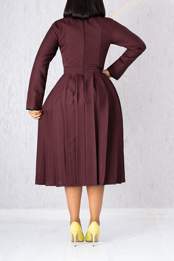 Classic Pleated Two-tone Dress