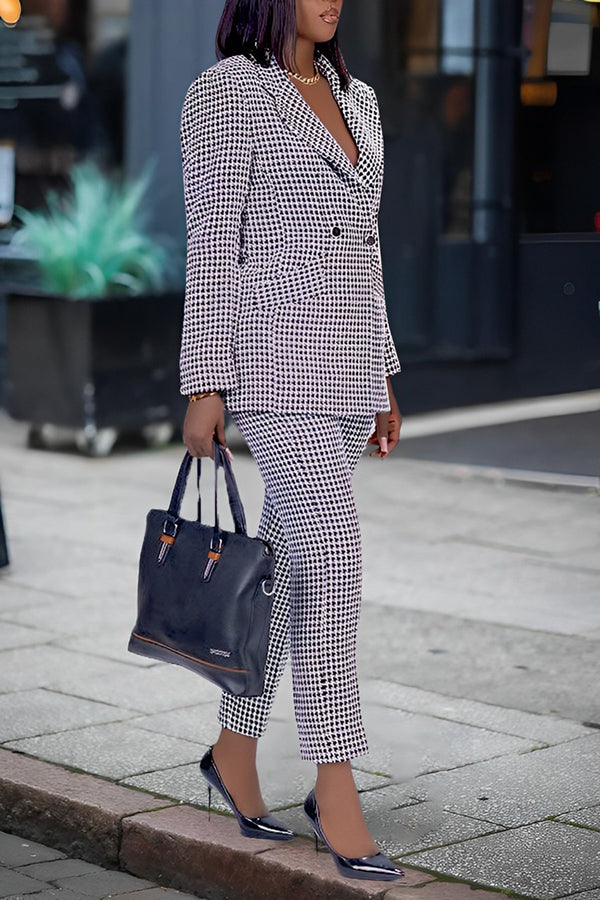 Vintage Houndstooth Blazer & Pants Set