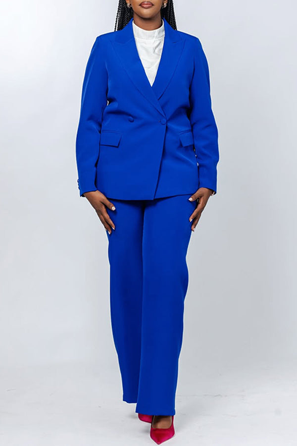 Casual Peak Collar Blazer & Pants Set