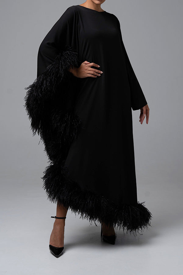 Elegant Asymmetrical Hem Feather Dress