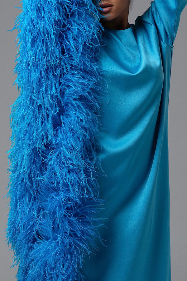 Elegant Asymmetrical Hem Feather Dress