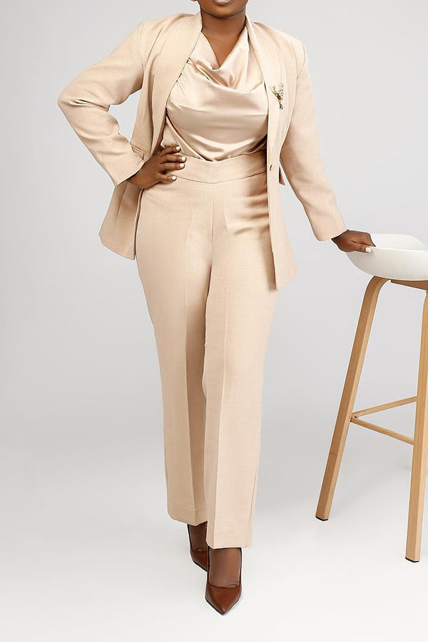 Elegant Shawl Collar Blazer & Pants Set