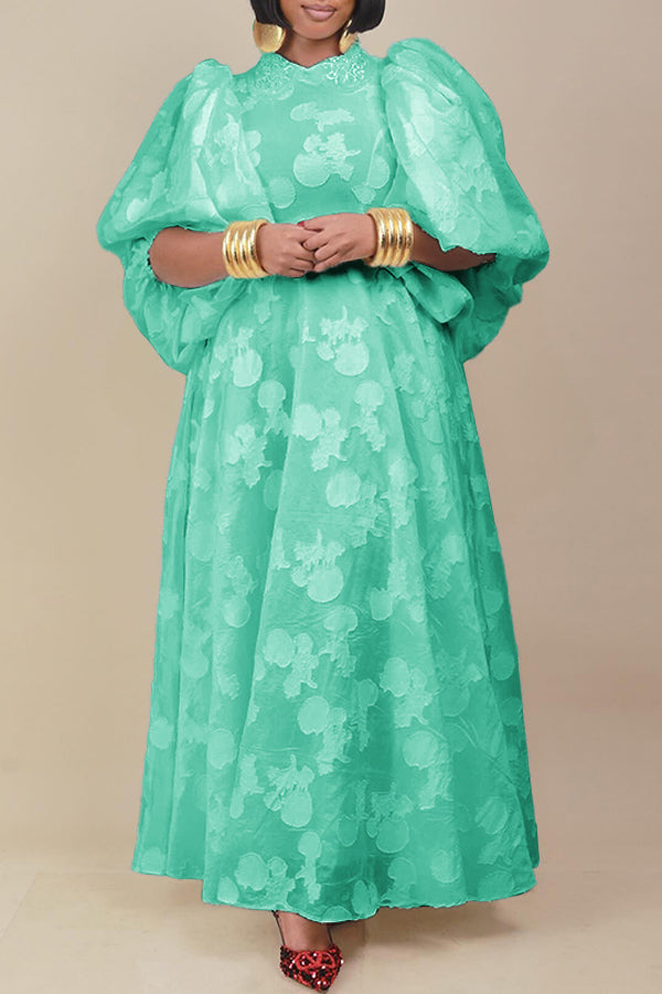 Elegant Lantern Sleeve Maxi Dress