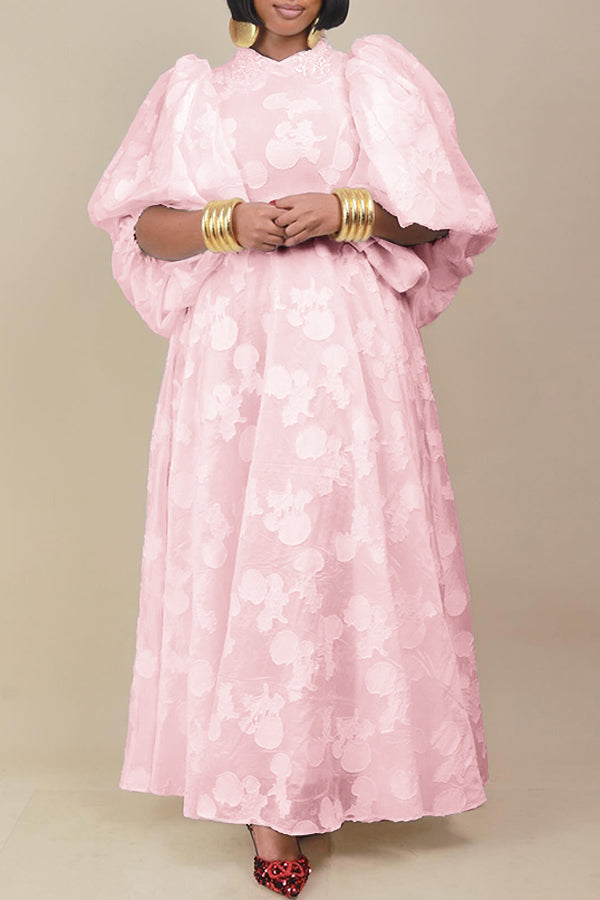 Elegant Lantern Sleeve Maxi Dress