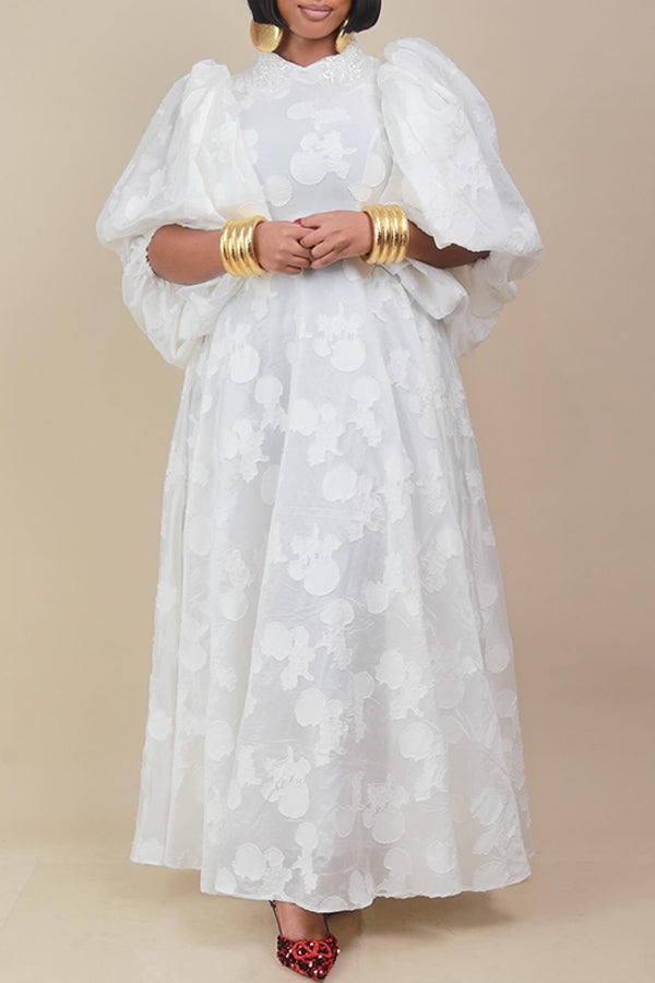 Elegant Lantern Sleeve Maxi Dress