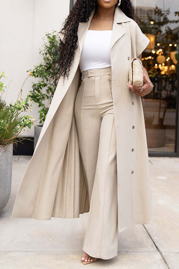 Casual Double Breasted Vest Coat & Pants Set