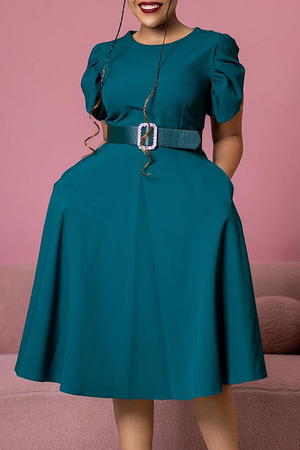 Elegant Puff Sleeve A-line Dress