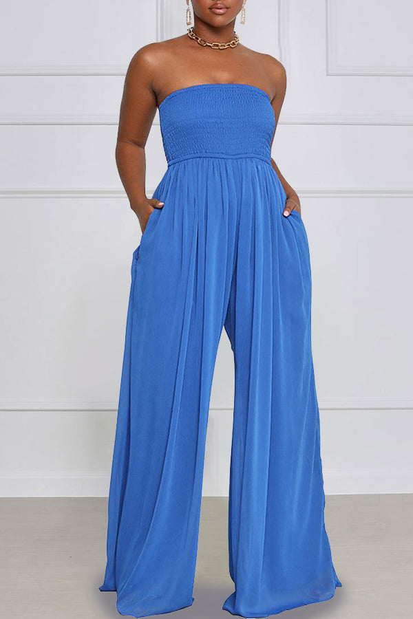 Stylish Off Shoulder Pleated Jumpsuit