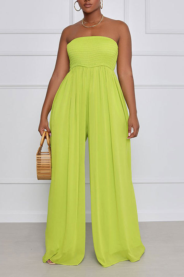 Stylish Off Shoulder Pleated Jumpsuit