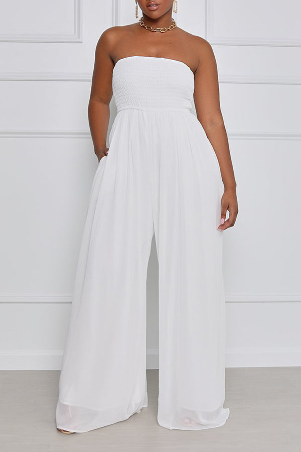 Stylish Off Shoulder Pleated Jumpsuit