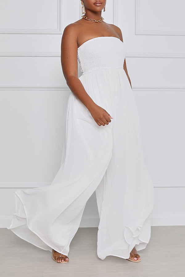 Stylish Off Shoulder Pleated Jumpsuit