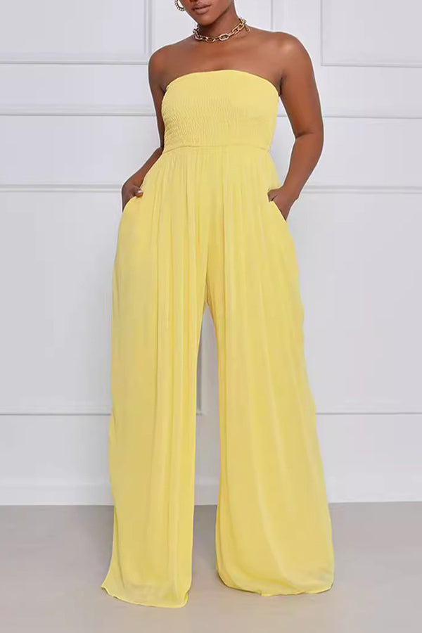 Stylish Off Shoulder Pleated Jumpsuit