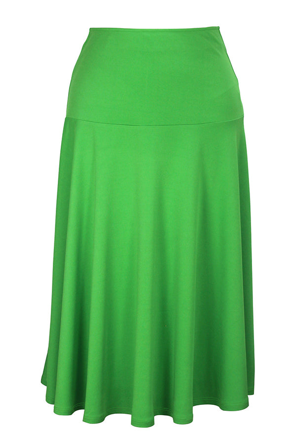 Solid High Waist A-line Midi Skirt