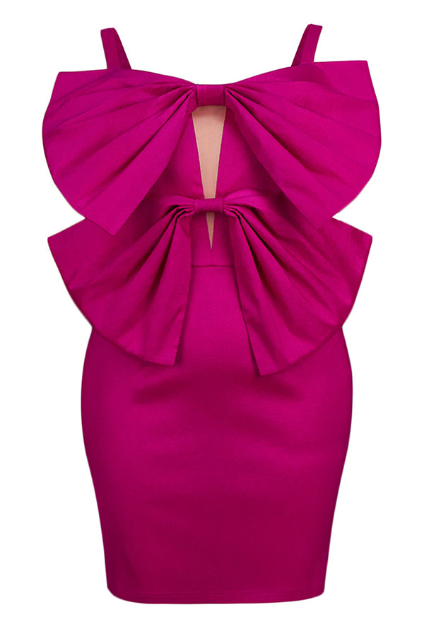 Stunning Bows Decor Sleeveless Bodycon Dress